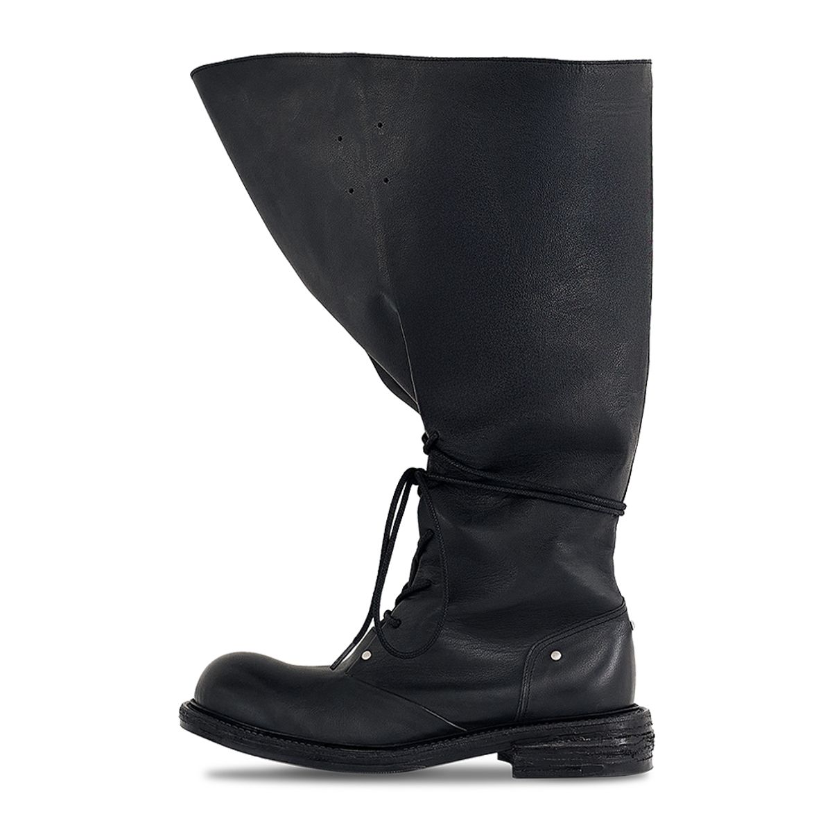 네거티브쓰리(NEGATIVE THREE) Folded lace-up long boots_Black
