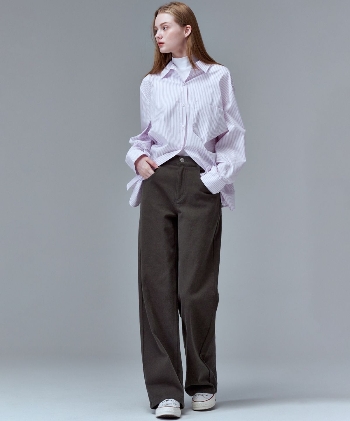 마롭(MALOUPE) 9150 기모 칼라 와이드 팬츠 (브라운)