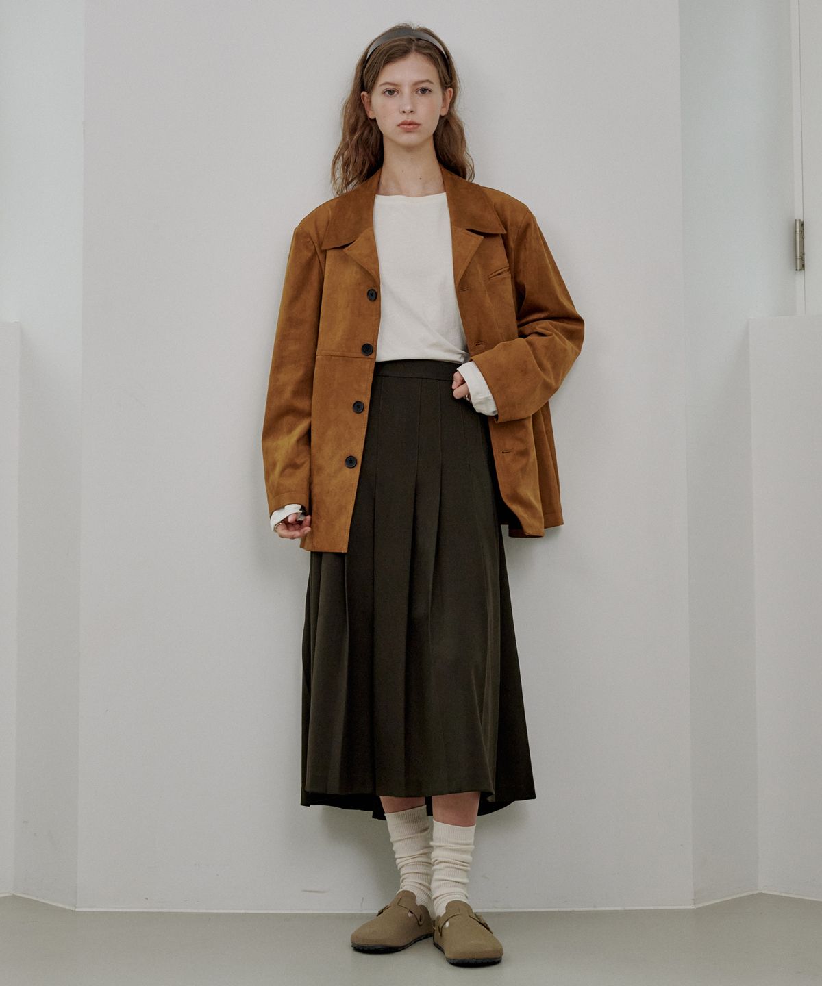 로시로우(LOSSYROW) Oversized Suede Jacket Camel