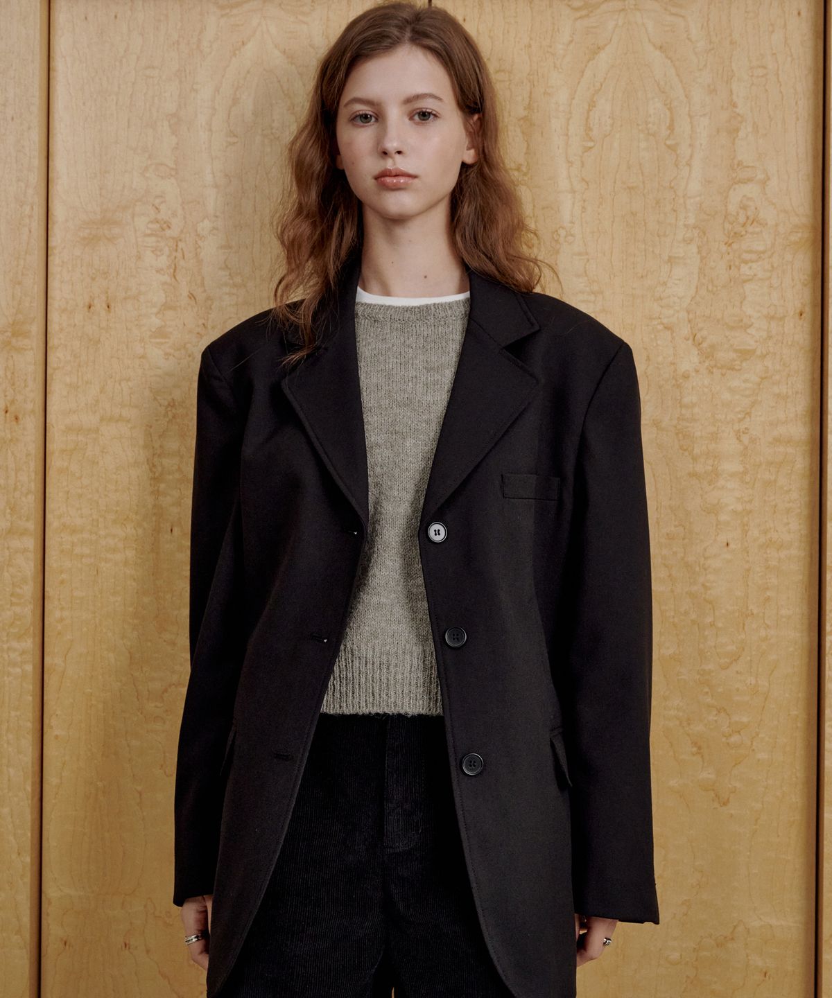 로시로우(LOSSYROW) Loose Fit Tailored Jacket Black