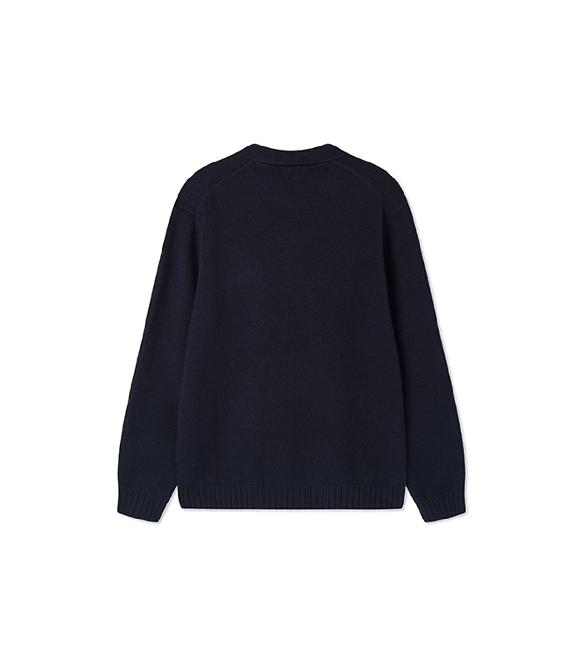 블랙브라운(BLACKBROWN) 울 블렌드 오픈카라 스웨터 [NAVY]