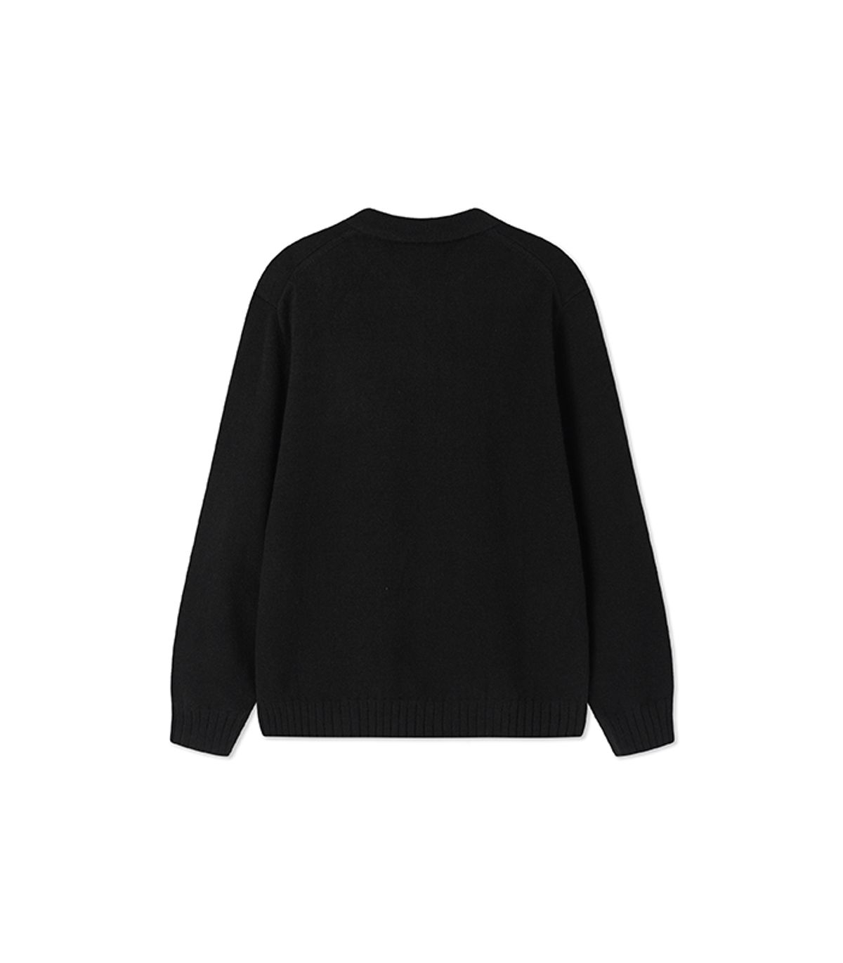 블랙브라운(BLACKBROWN) 울 블렌드 오픈카라 스웨터 [BLACK]
