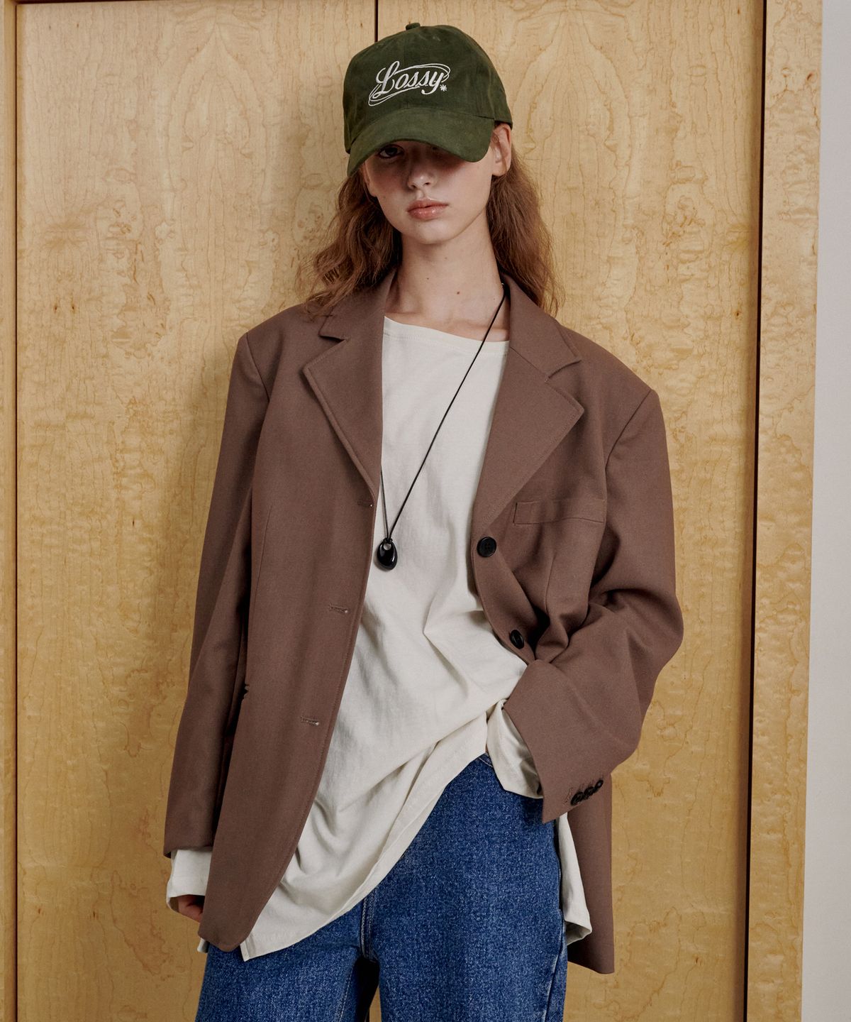 로시로우(LOSSYROW) Loose Fit Tailored Jacket Brown