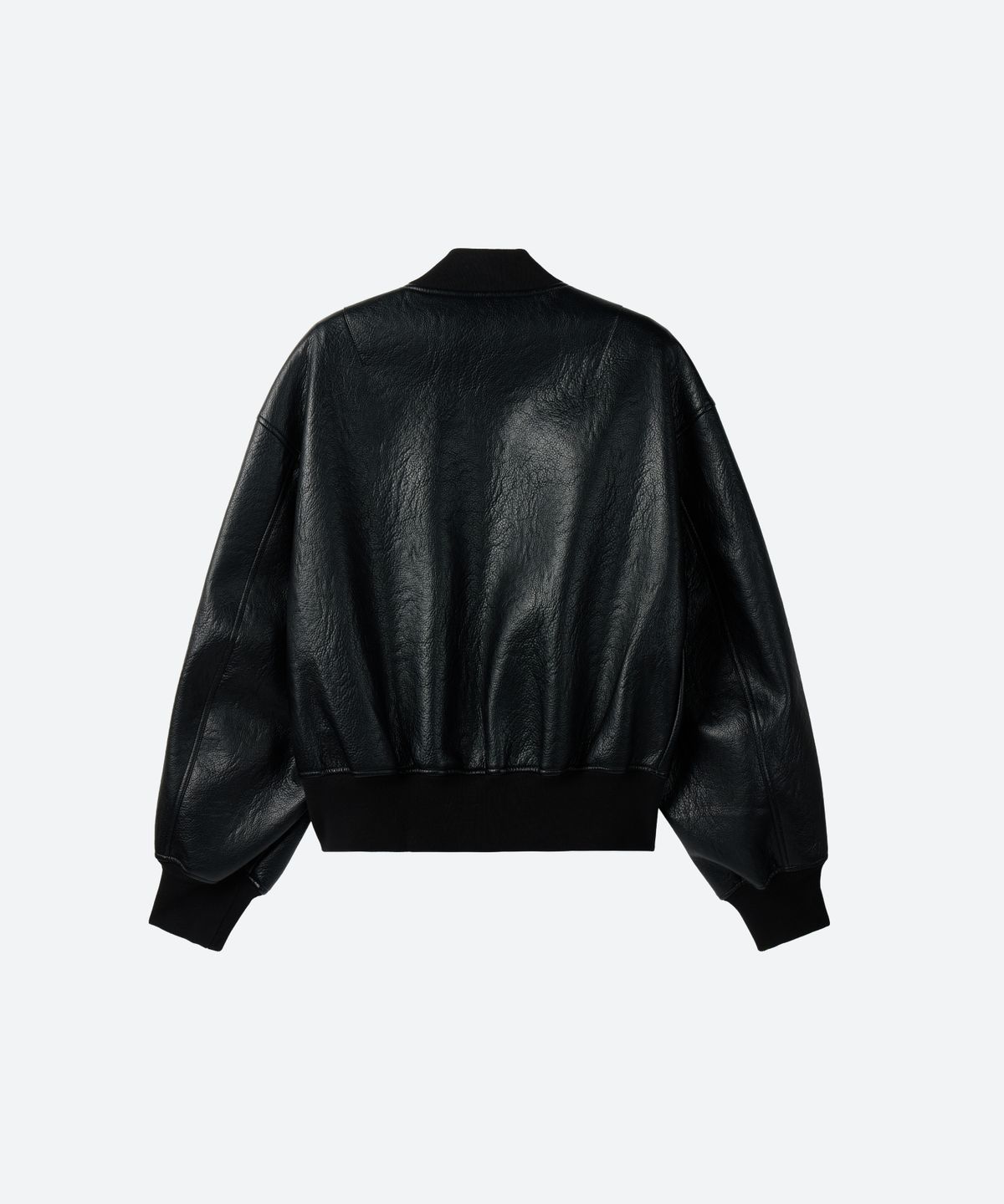 문선(MOONSUN) UNISEX, 4 Pocket Vegan Leather MA-1 Jacket / Black