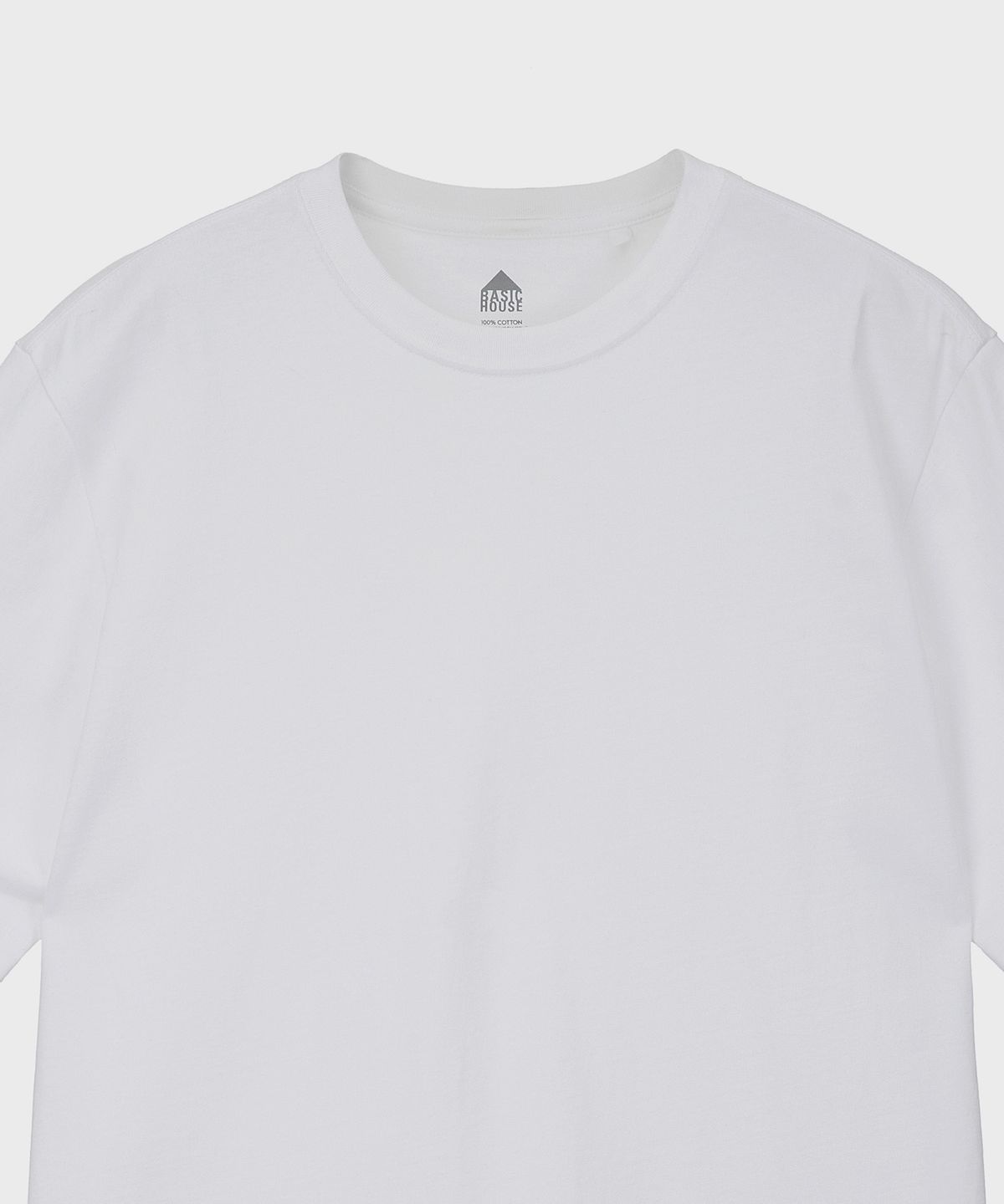 베이직하우스(BASIC HOUSE) UNI 레이어드 라운드 반팔티셔츠 화이트_일반기장(+4cm) LATS0104
