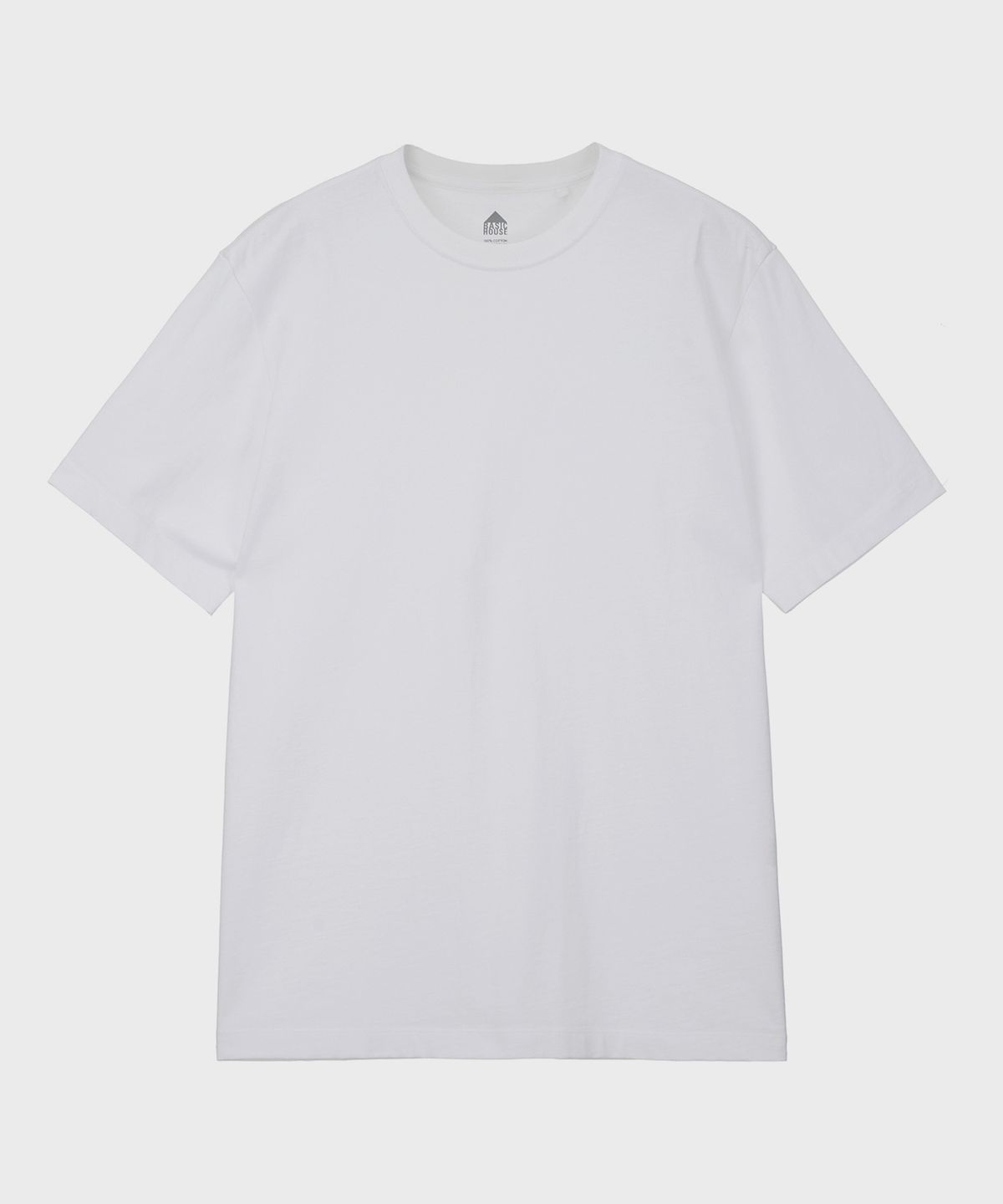 베이직하우스(BASIC HOUSE) UNI 레이어드 라운드 반팔티셔츠 화이트_일반기장(+4cm) LATS0104