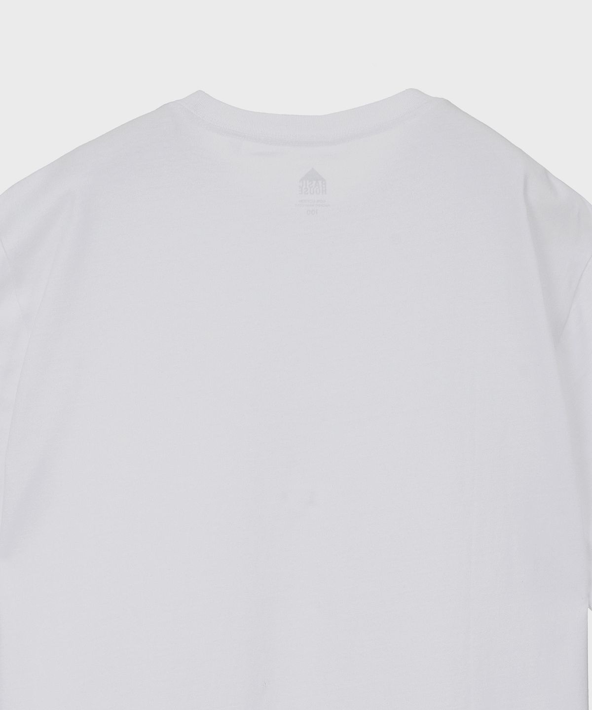 베이직하우스(BASIC HOUSE) UNI 레이어드 라운드 반팔티셔츠 화이트_일반기장(+4cm) LATS0104