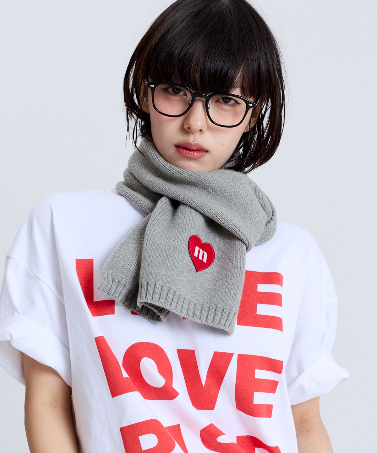 마크니(MACNI) LOVE M KNIT MUFFLER GREY