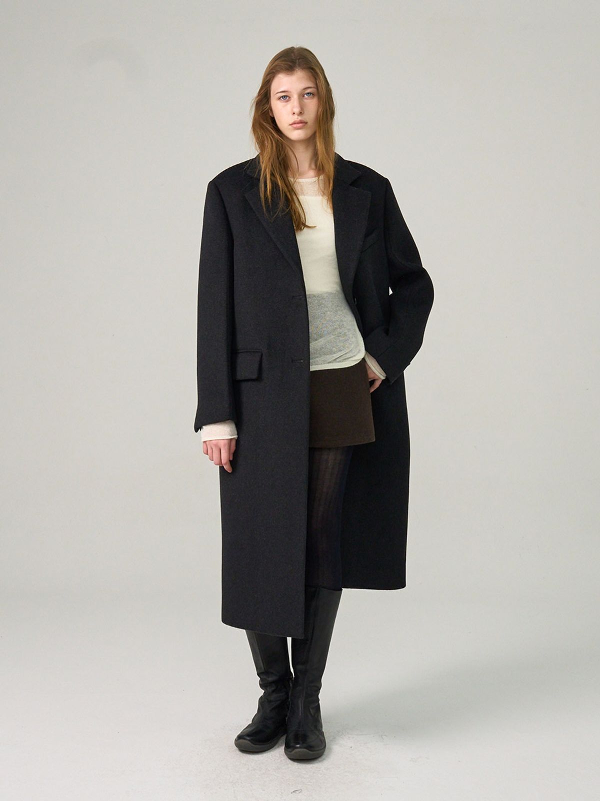 헌치(HUNCH) Tailored Single Long Coat (2color)