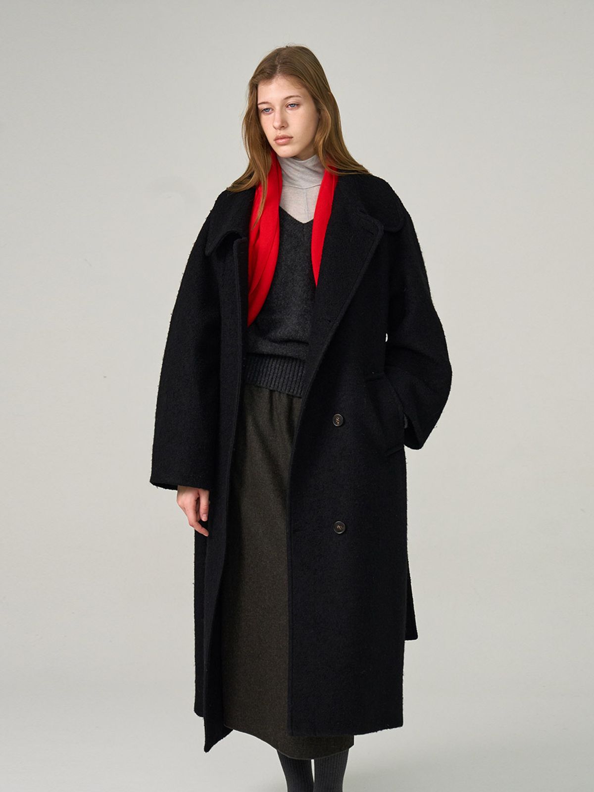헌치(HUNCH) Curved Semi Double Long Coat
