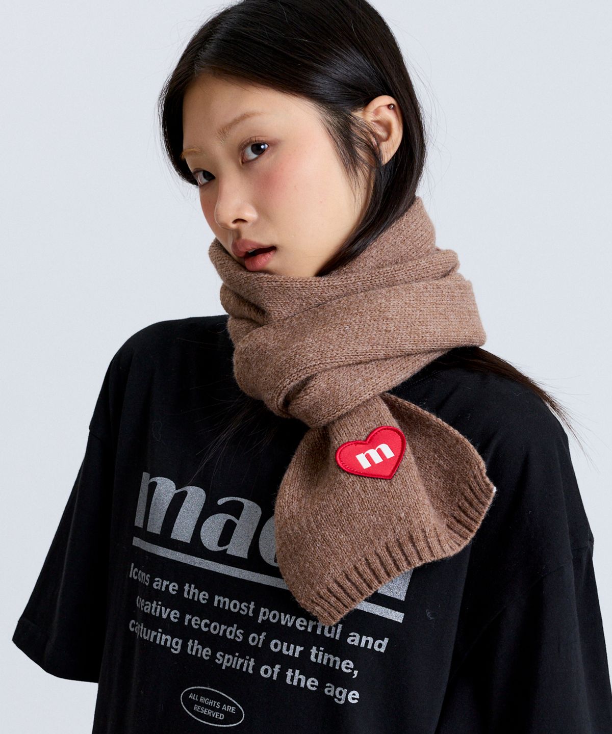 마크니(MACNI) LOVE M KNIT MUFFLER COCOA