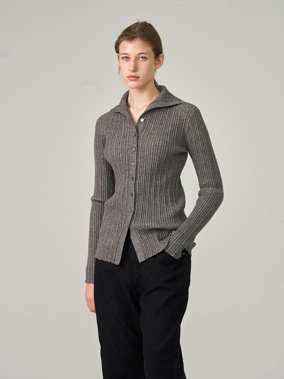 헌치(HUNCH) High Necked Collar Cardigan (2color)