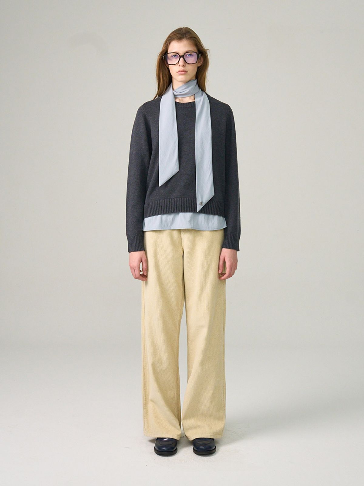 헌치(HUNCH) Tie Blouse Combi Knit (2color)