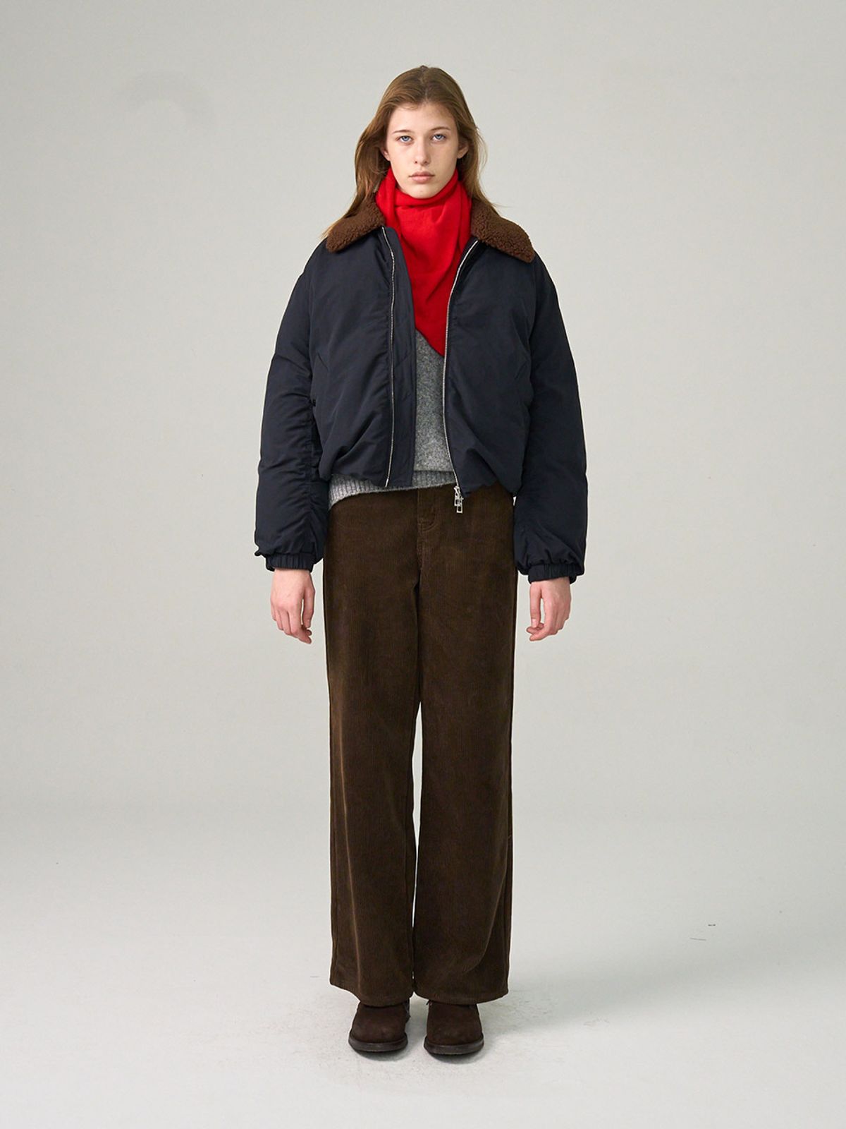헌치(HUNCH) Boucle Fur Collar Bomber Jumper
