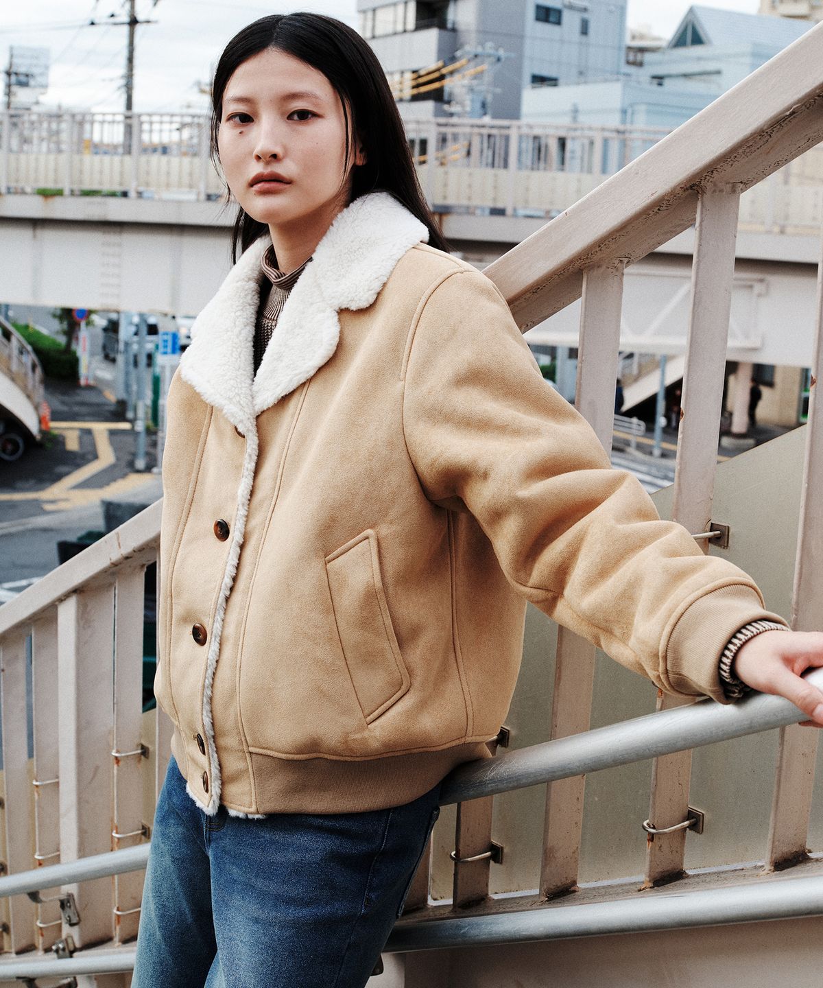 플랙 우먼(PLAC WOMEN) 시어링 카라 자켓 베이지