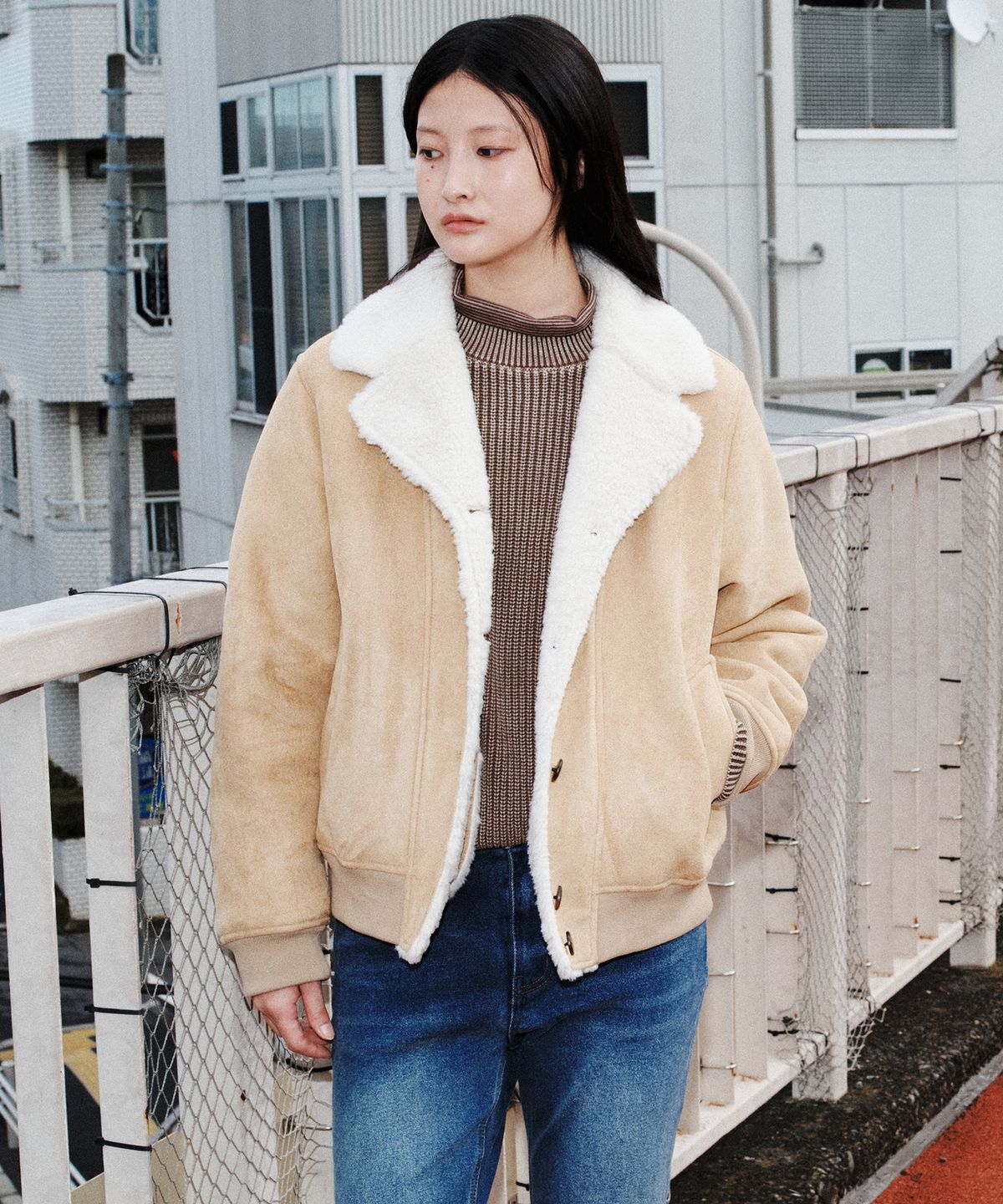 플랙 우먼(PLAC WOMEN) 시어링 카라 자켓 베이지