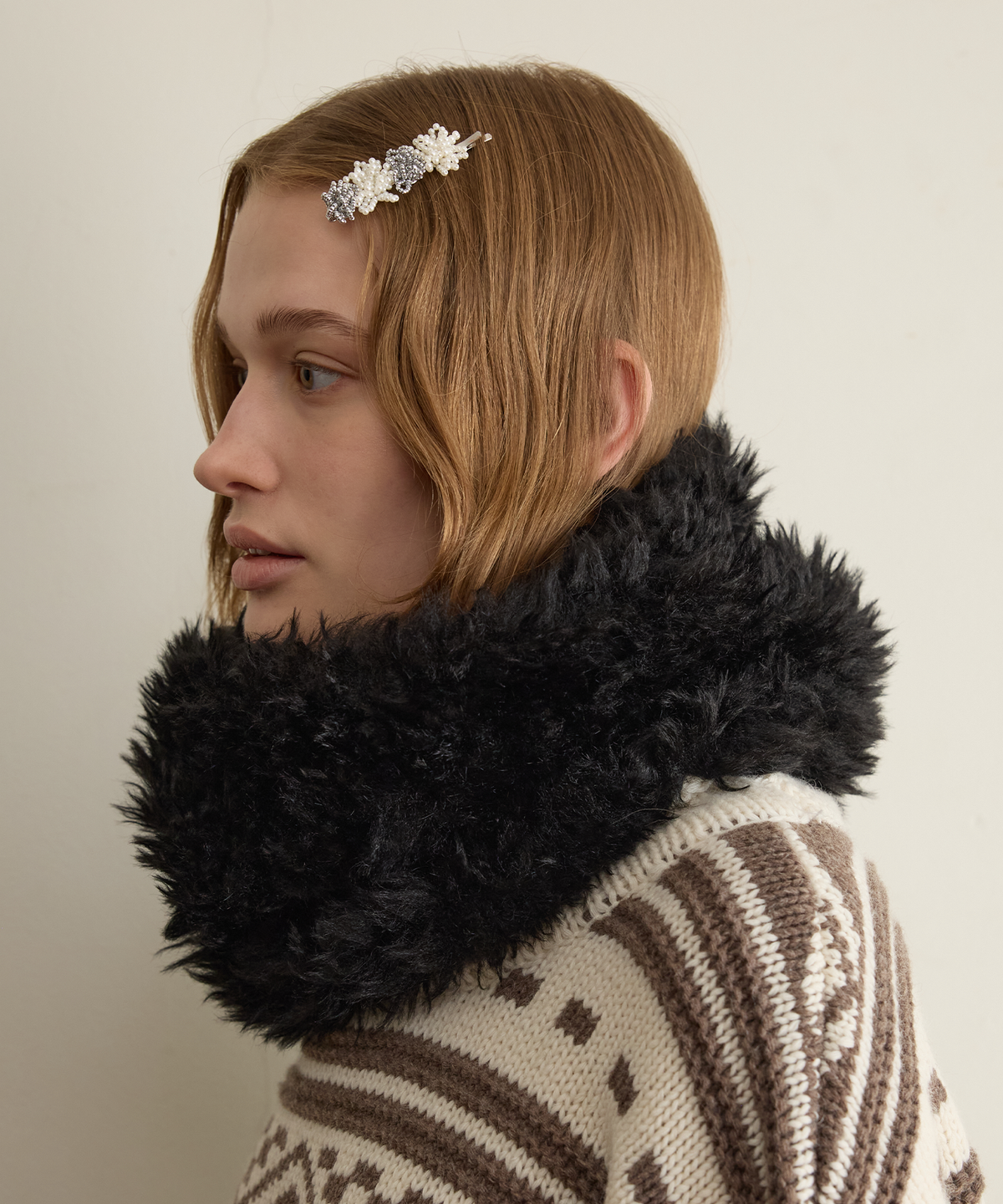펀프롬펀(FUNFROMFUN) Fur Nest Muffler, Black
