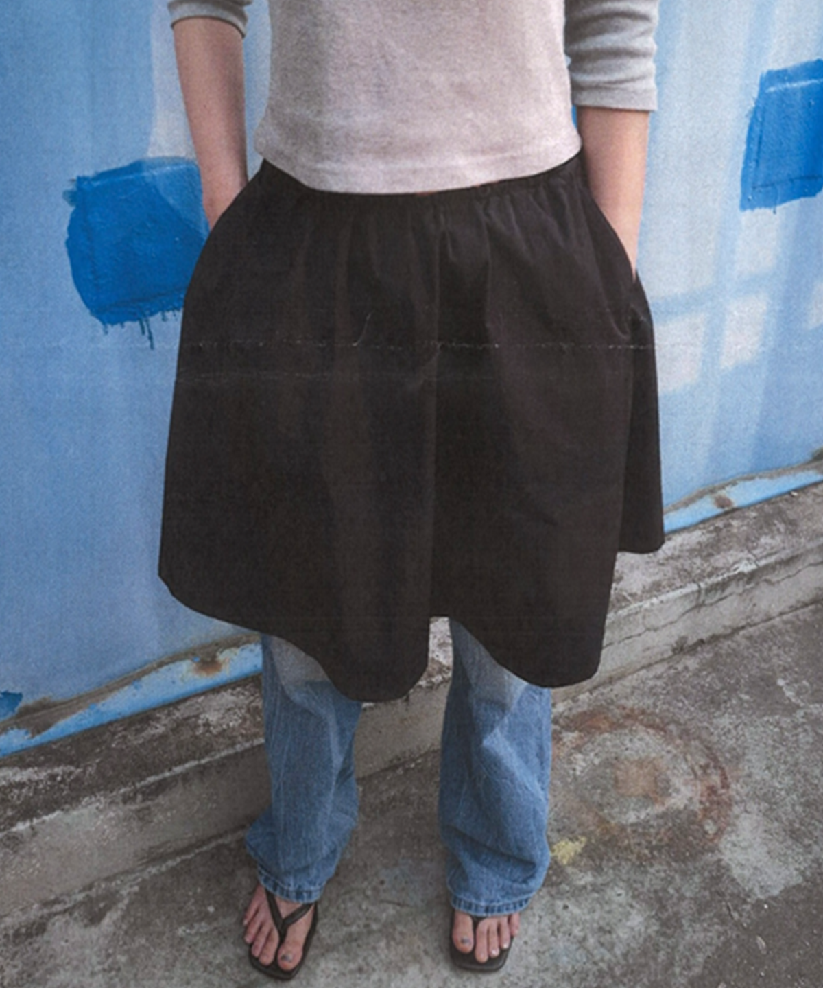 파버(FABEUR) PANEL FLARE SKIRT (BLACK NAVY)