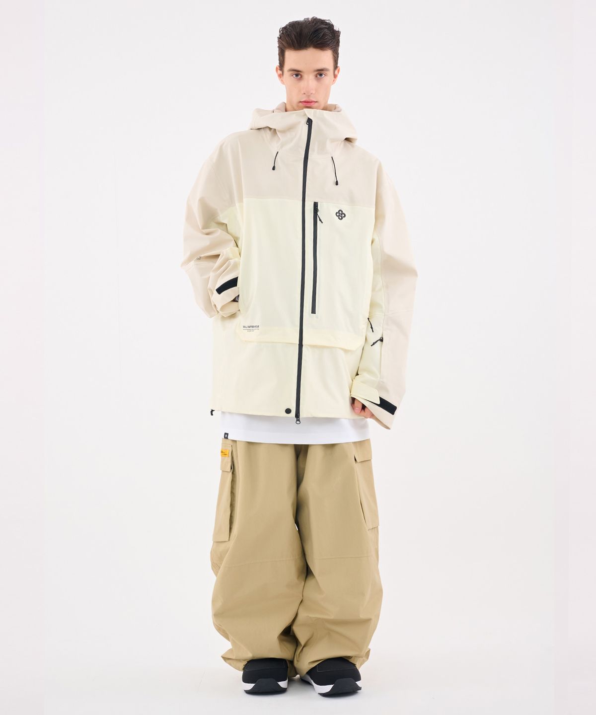 돌아우터웨어(DOLL OUTERWEAR) [2PACK] 와이드 핏 카고 레귤러 팬츠 BLACK/BEIGE