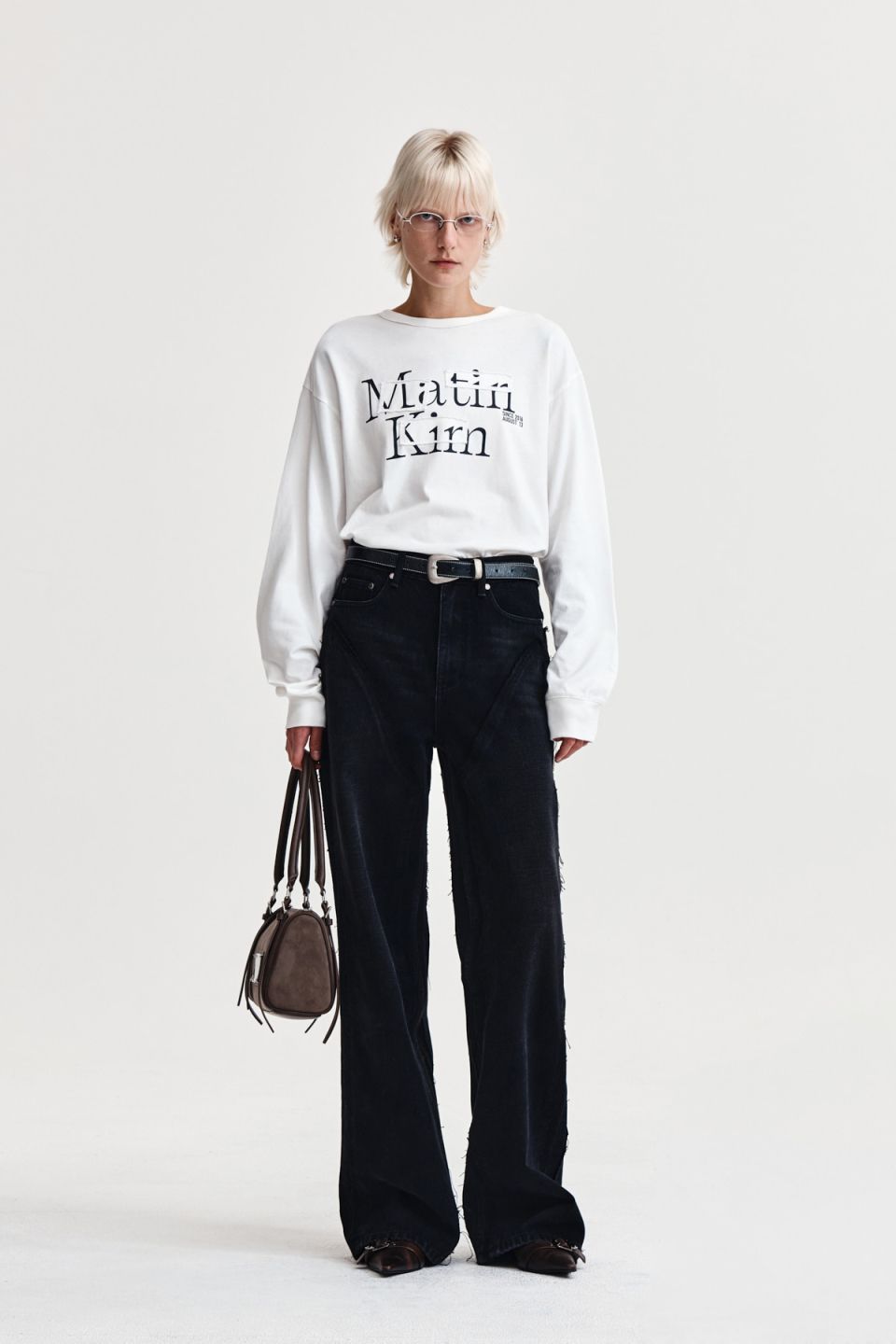 MUSINSA | MATIN KIM PATCH GRAPHIC LONG SLEEVE TOP IN WHITE