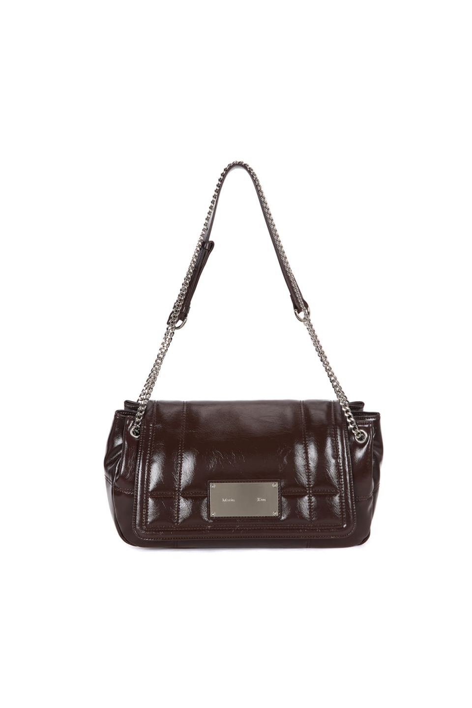 MUSINSA公式 | MATIN KIM GLOSSY QUILTING MEDIUM CHAIN BAG IN DARK BROWN