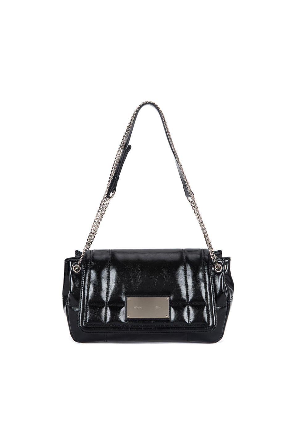 MUSINSA | MATIN KIM GLOSSY QUILTING MEDIUM CHAIN BAG IN BLACK