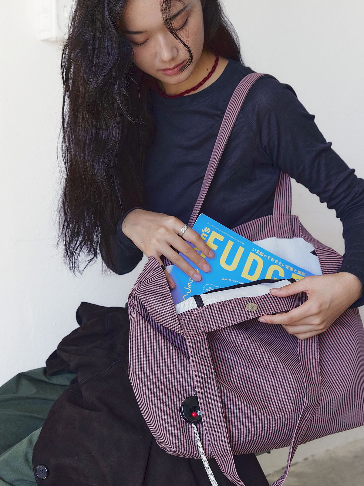 베이(VEY) Striped Bag (Pink)