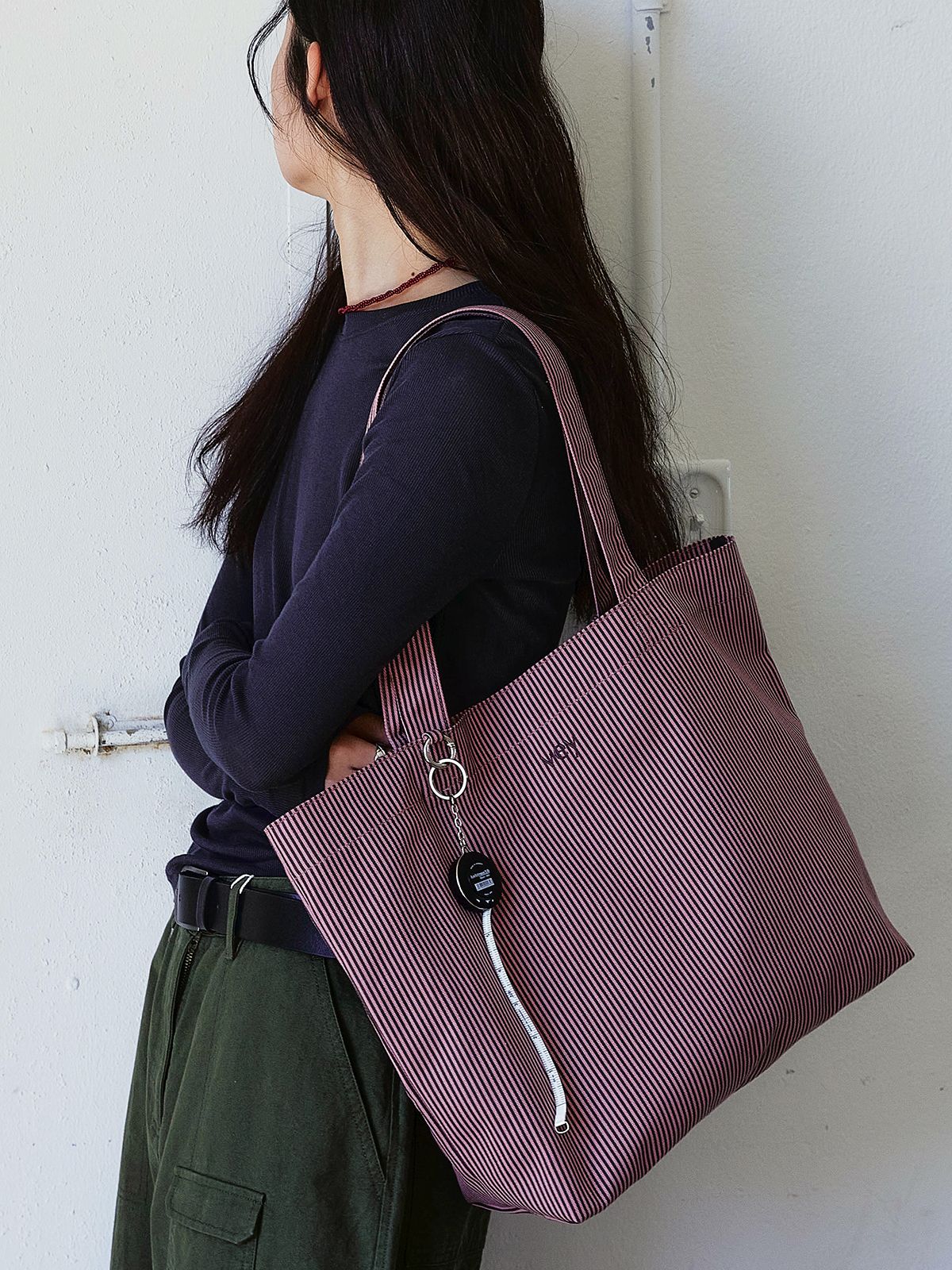 베이(VEY) Striped Bag (Pink)