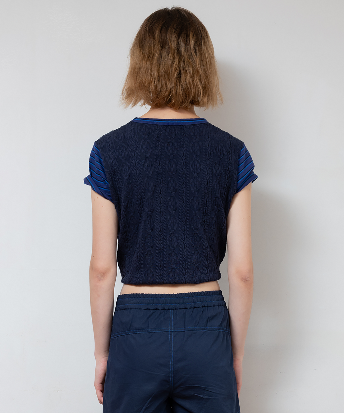 파버(FABEUR) STRIPE COLOR SCHEME T-SHIRT (PURPLE/NAVY)