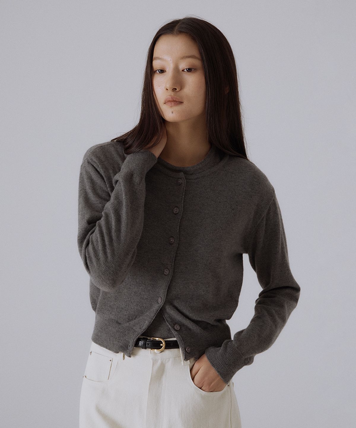 실른(SILN) Ever wool knit cardigan (GREY)