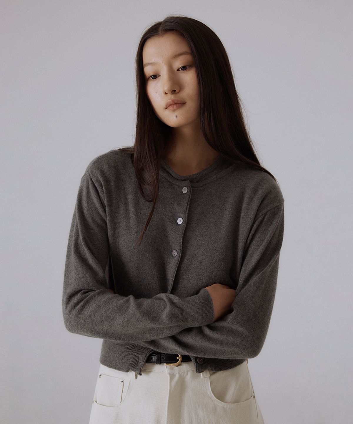 실른(SILN) Ever wool knit cardigan (GREY)