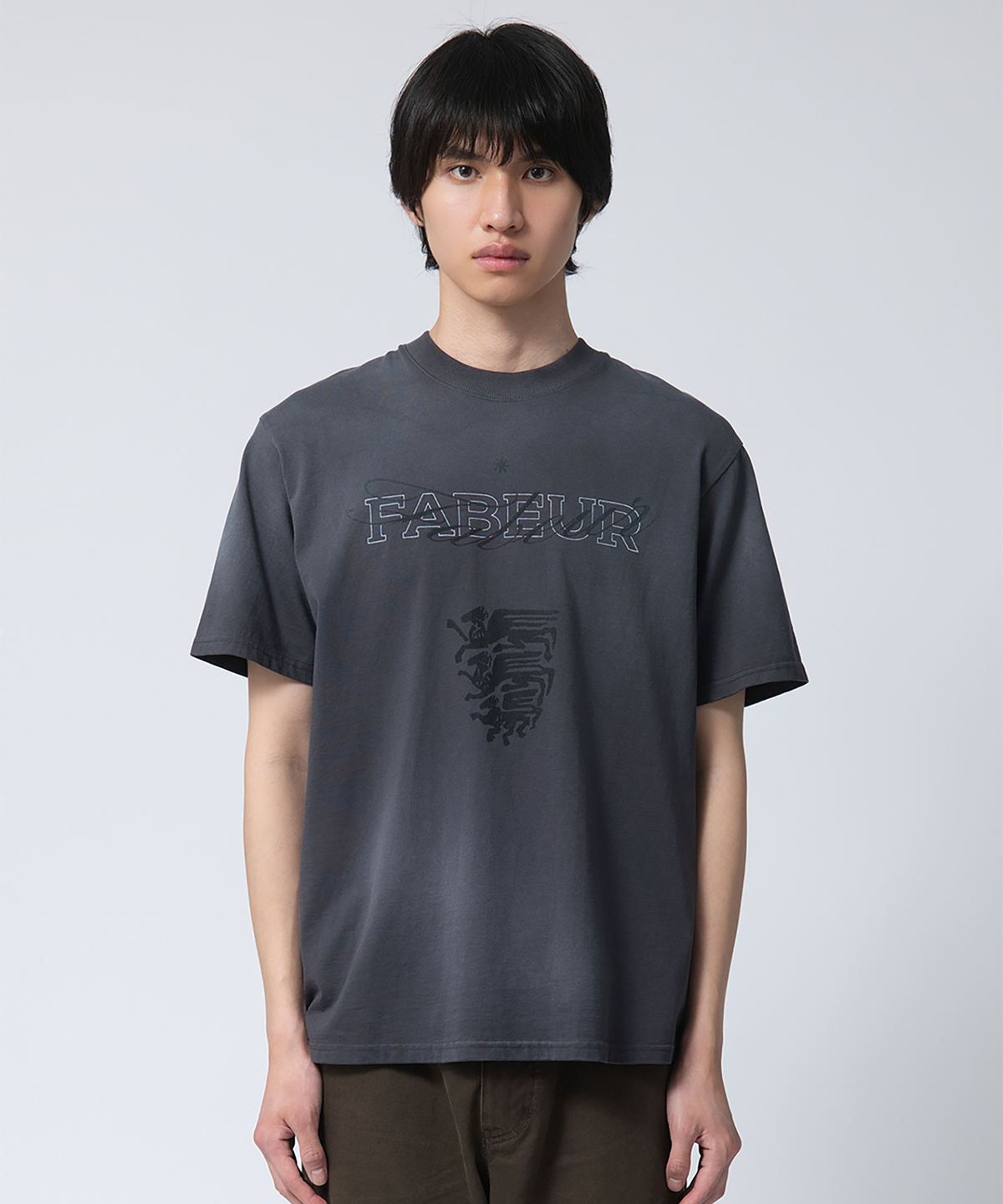 파버(FABEUR) WASHED GRAPHIC T-SHIRT (CHARCOAL)