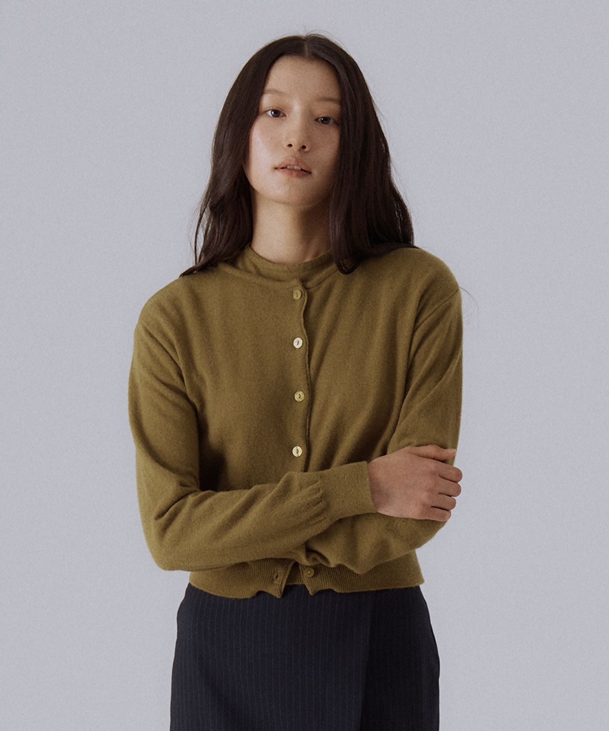 실른(SILN) Ever wool knit cardigan (OLIVE)