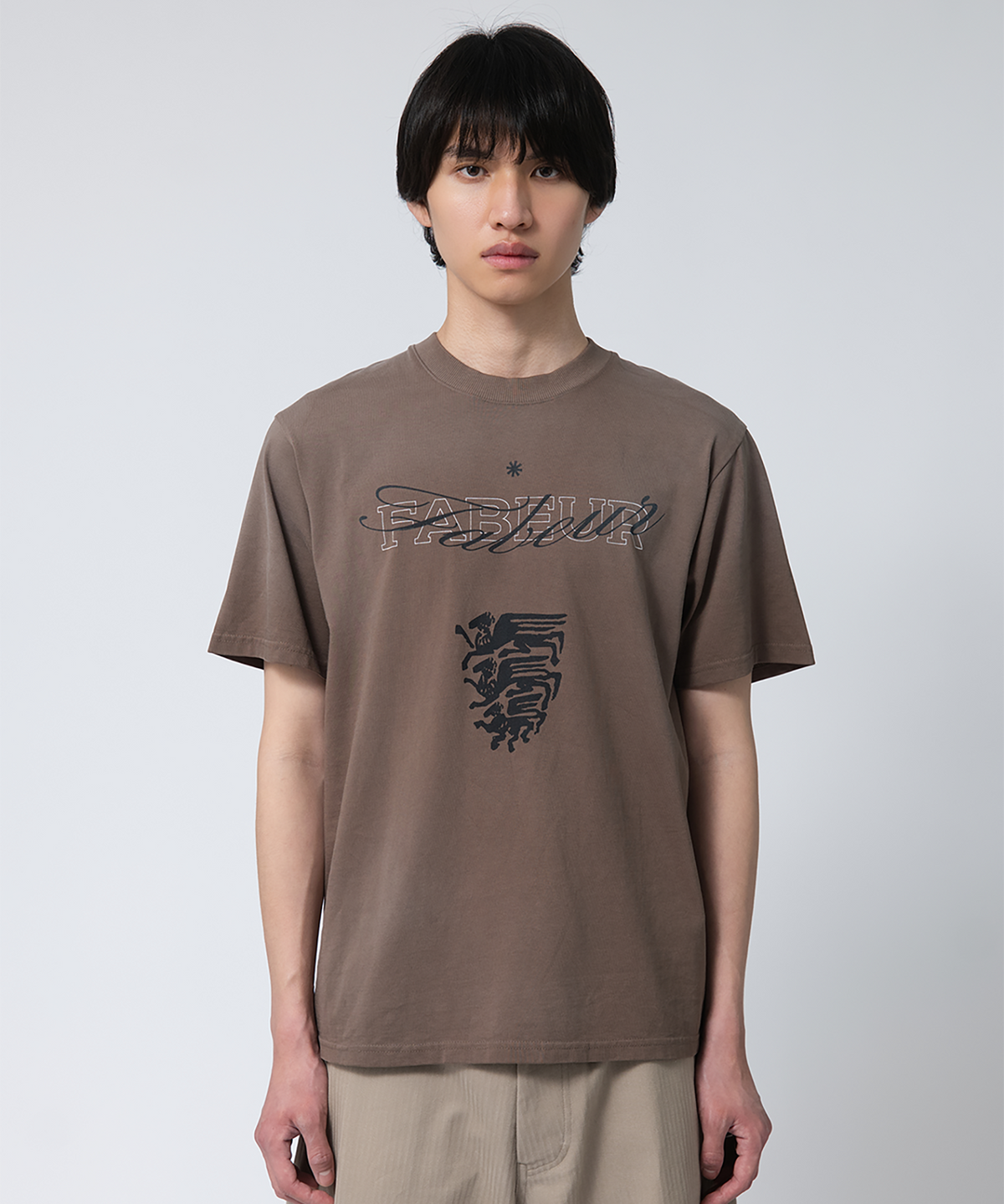 파버(FABEUR) WASHED GRAPHIC T-SHIRT (BROWN)