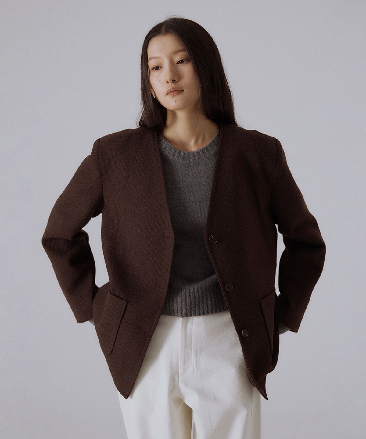 실른(SILN) Heritage tweed jacket (BROWN)