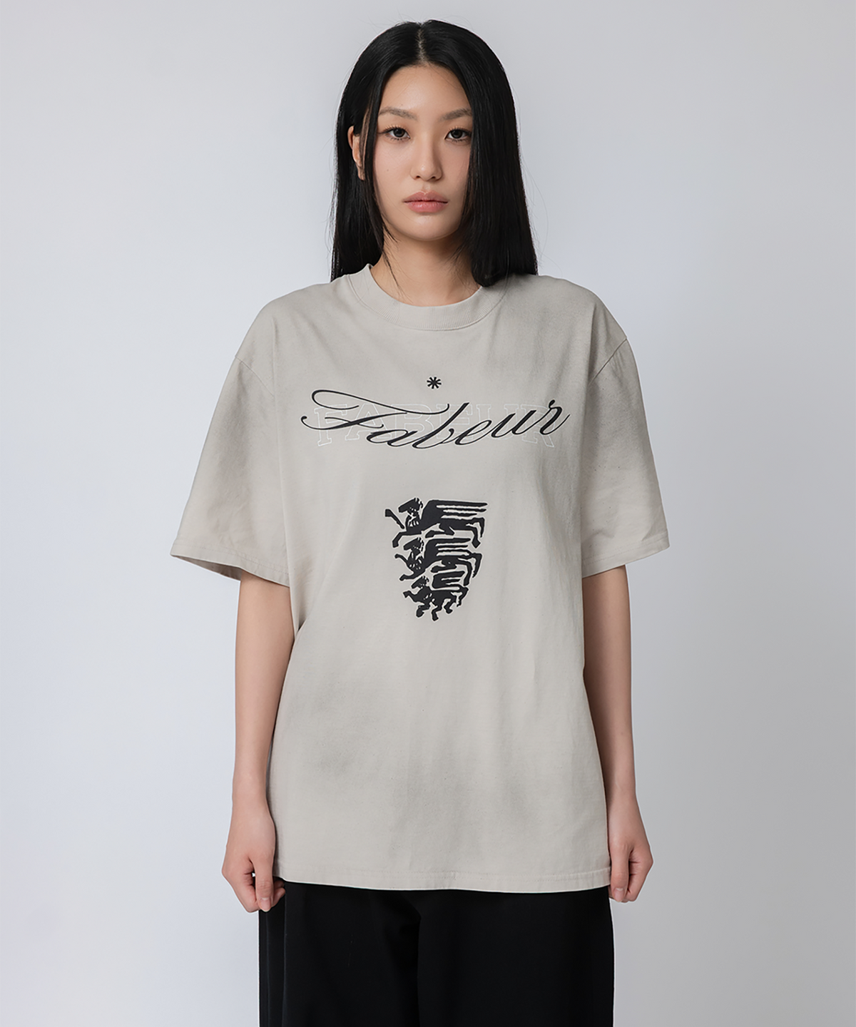 파버(FABEUR) WASHED GRAPHIC T-SHIRT (BEIGE)