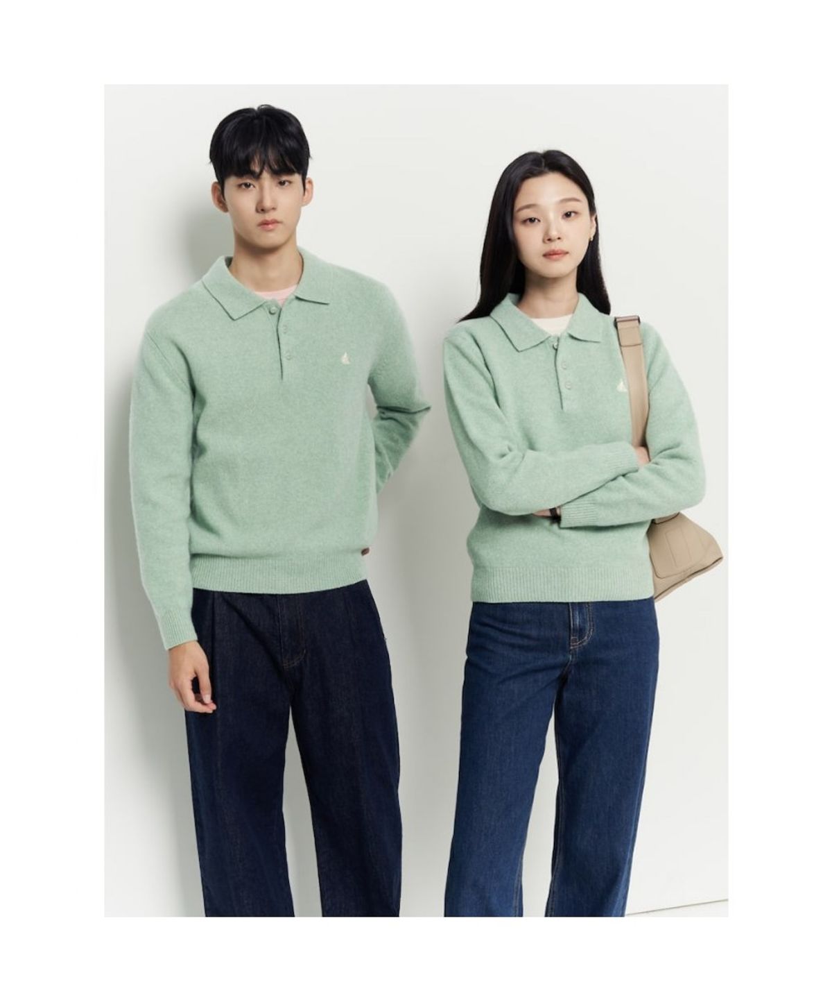 빈폴 멘(BEANPOLE MEN) 푸즈예티 칼라넥 니트  라이트 그린