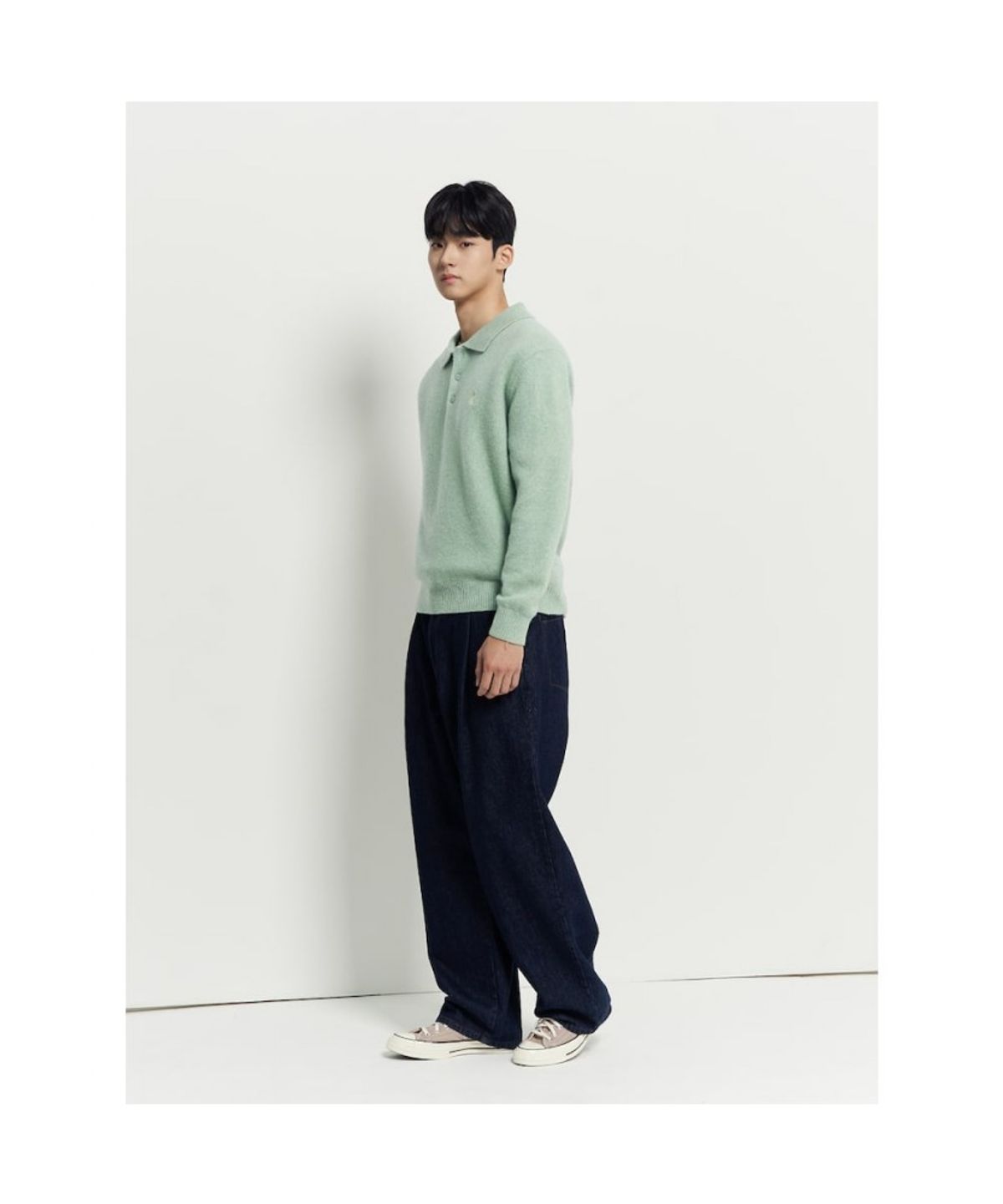 빈폴 멘(BEANPOLE MEN) 푸즈예티 칼라넥 니트  라이트 그린