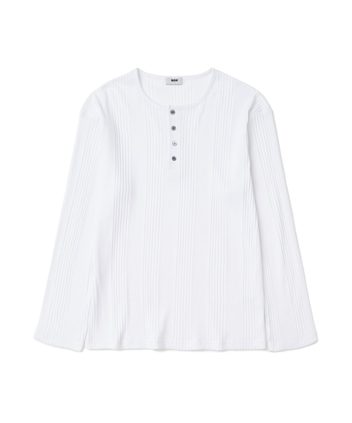 엑스오엑스(XOX) 리브드 헨리넥 긴팔 티셔츠[WHITE]