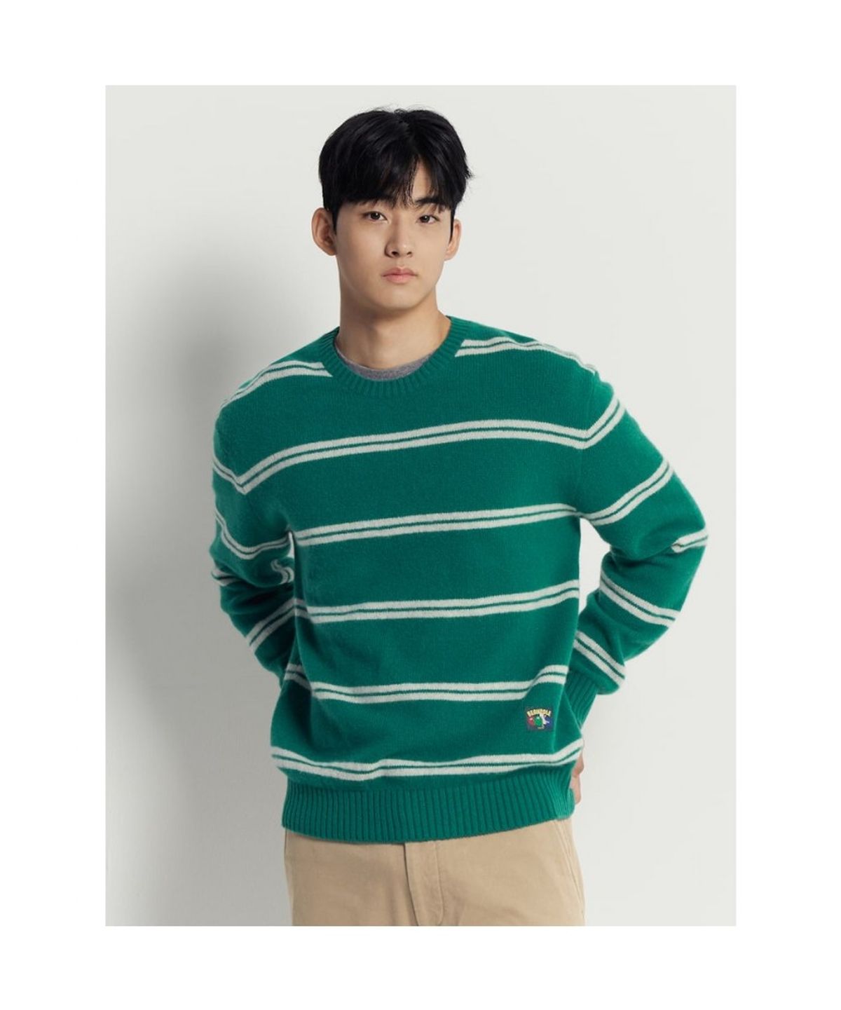 빈폴 멘(BEANPOLE MEN) 푸즈예티 스트라이프 니트  그린