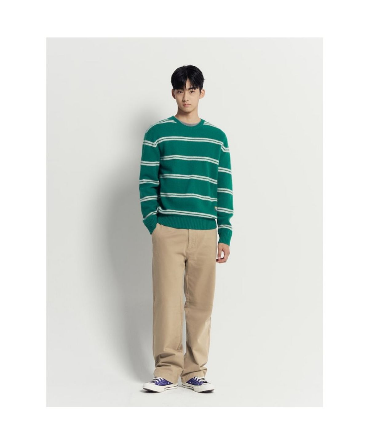 빈폴 멘(BEANPOLE MEN) 푸즈예티 스트라이프 니트  그린