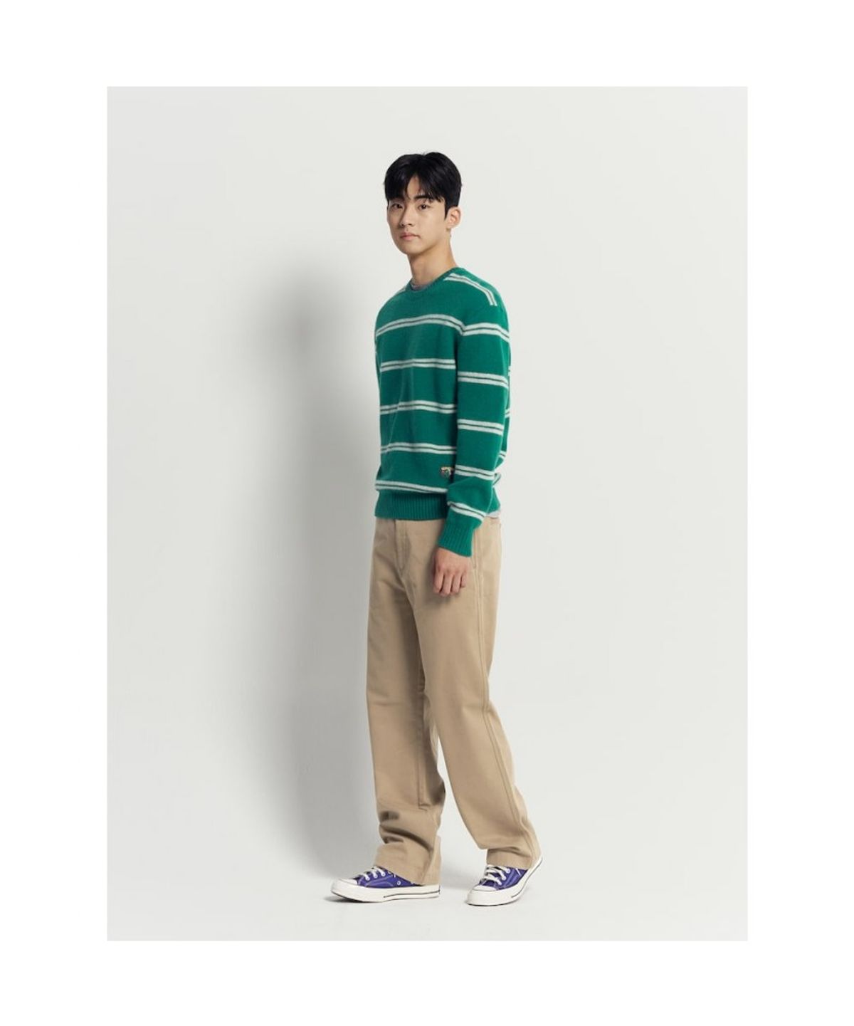 빈폴 멘(BEANPOLE MEN) 푸즈예티 스트라이프 니트  그린
