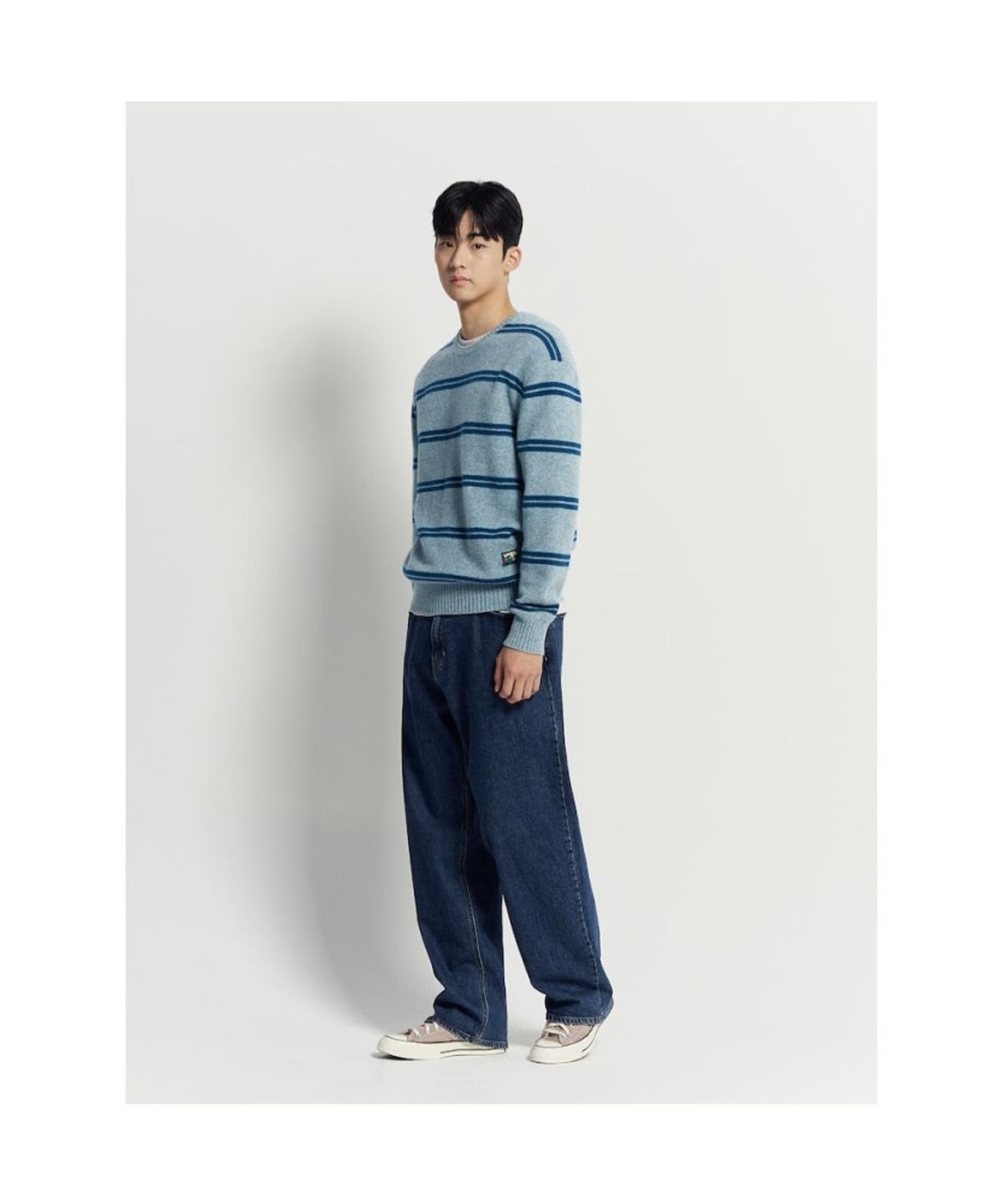빈폴 멘(BEANPOLE MEN) 푸즈예티 스트라이프 니트  스카이 블루