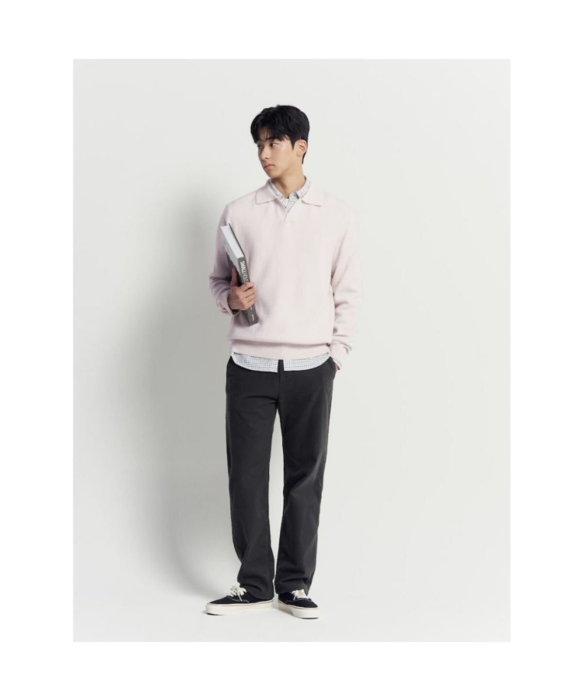빈폴 멘(BEANPOLE MEN) 베럴비 오픈 칼라넥 니트  아이보리
