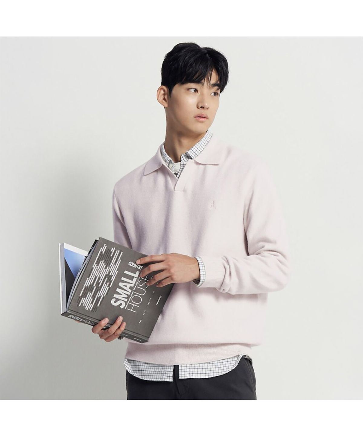 빈폴 멘(BEANPOLE MEN) 베럴비 오픈 칼라넥 니트  아이보리
