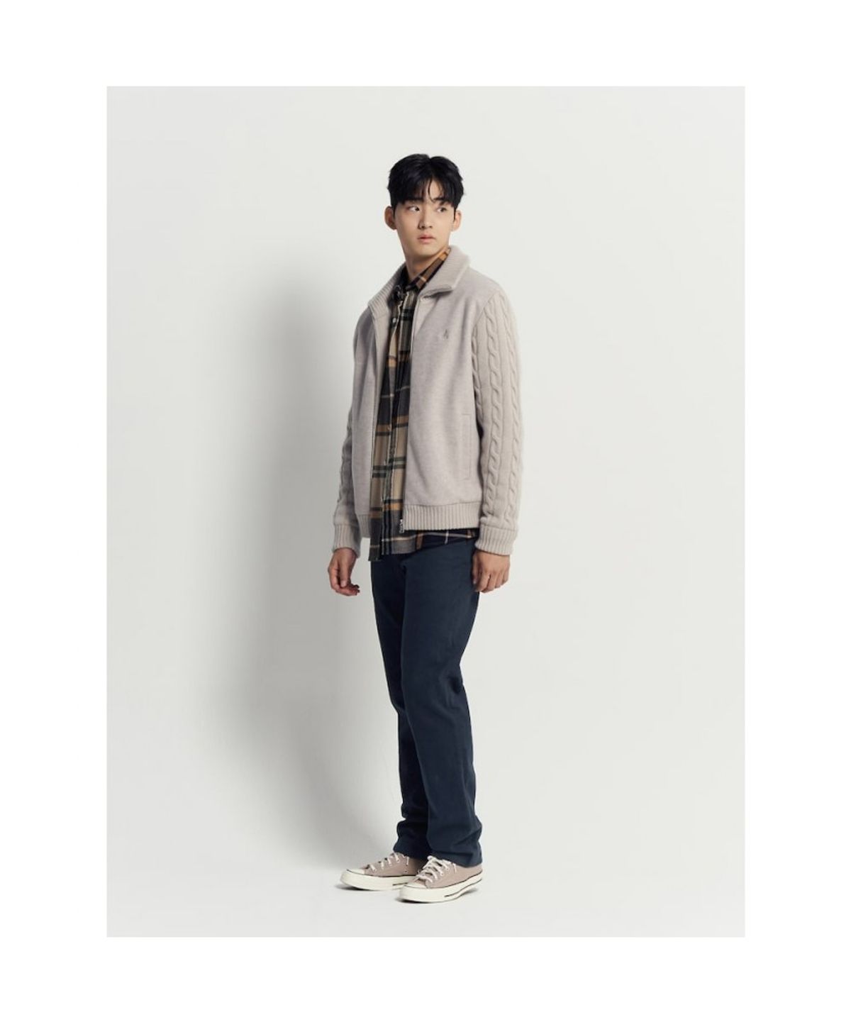빈폴 멘(BEANPOLE MEN) 케이블 믹스 아우터형 카디건  베이지