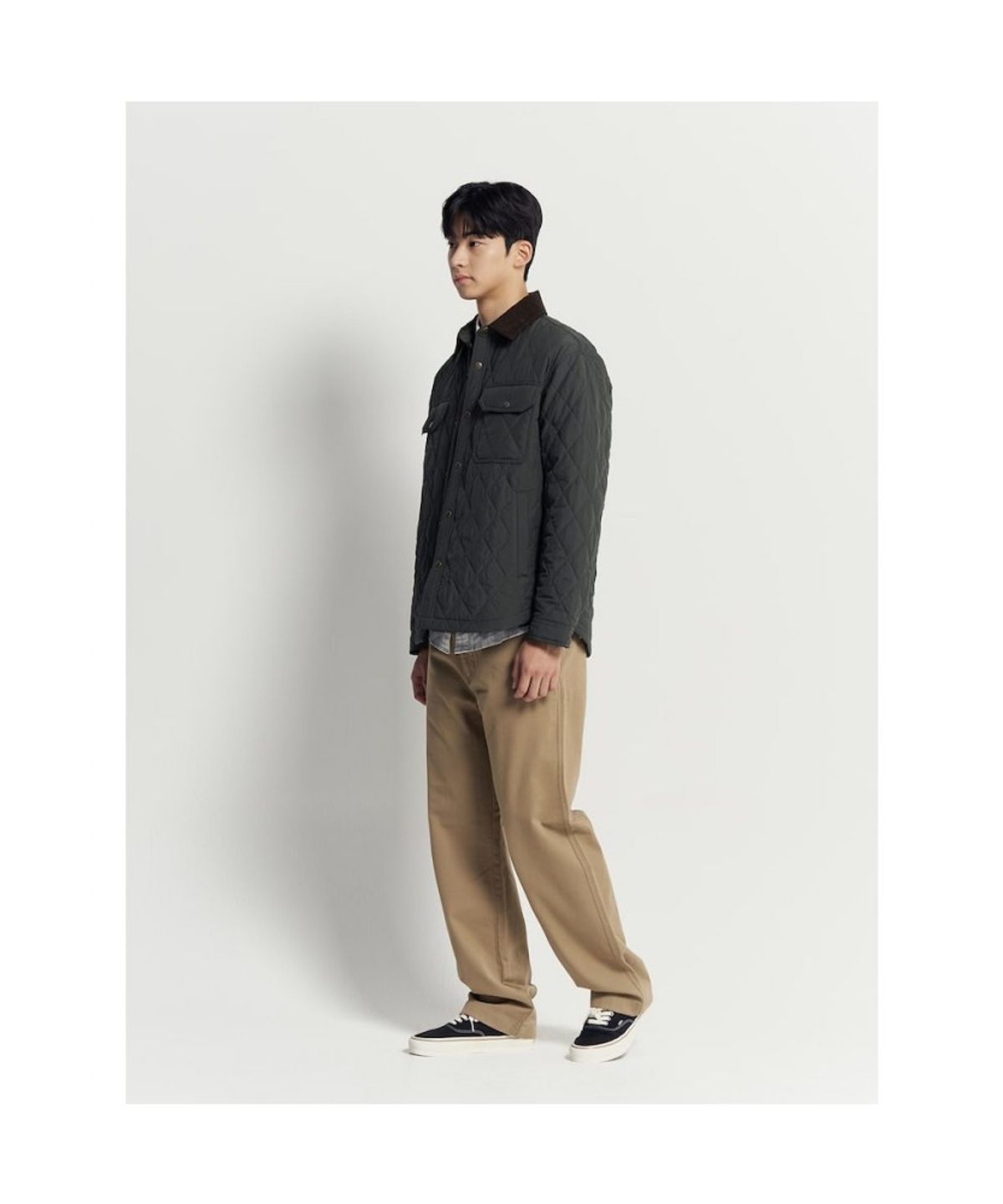 빈폴 멘(BEANPOLE MEN) 다이아 퀼팅 패딩 셔츠  카키