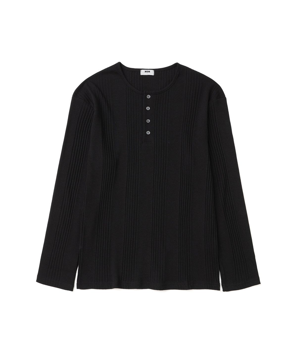 엑스오엑스(XOX) 리브드 헨리넥 긴팔 티셔츠[BLACK]