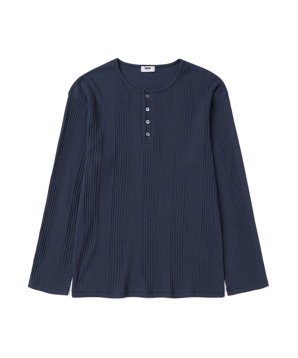엑스오엑스(XOX) 리브드 헨리넥 긴팔 티셔츠[NAVY]