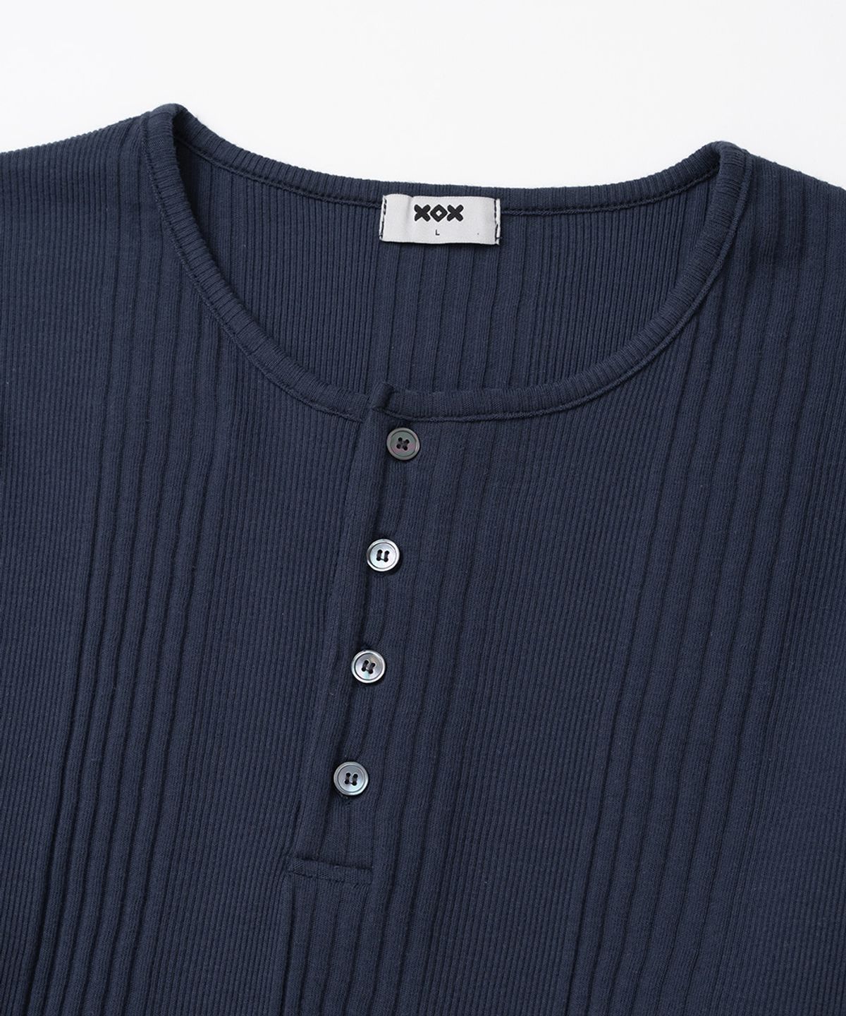 엑스오엑스(XOX) 리브드 헨리넥 긴팔 티셔츠[NAVY]